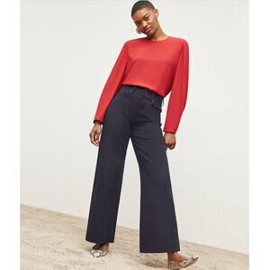 M.M. Lafleur Womens L Red Lightweight Long Sleeve Work Casual Blouse Date NEW